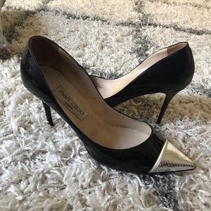 Jimmy Choo black & silver leather heels! Worn once